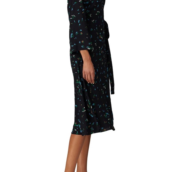 Ganni Black Floral Wrap Georgette Dress -Size 40, about size 8 - Picture 3 of 8